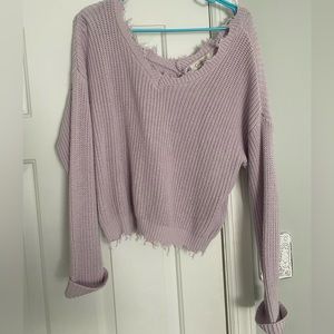 Jessica Simpson frayed cropped sweater